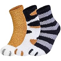Loritta 3 Pairs Womens Fuzzy Socks Winter Warm Fluffy Soft Slipper Home Sleeping Cute Animal Socks