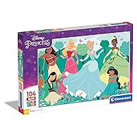 Clementoni 23767 Disney Princess Supercolor Princess-104 Maxi Pieces-Jigsaw Puzzle for Kids Age 4, Multicolor, Medium