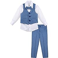 Lilax Boys Formal Suit 4 Piece Vest, Pants and Tie Dresswear Suit Set
