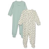 Amazon Essentials Unisex Babies' Organic Cotton Footed Sleep and Play (Previously Amazon Aware), Pack of 2