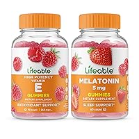 Lifeable Vitamin E + Melatonin, Gummies Bundle - Great Tasting, Vitamin Supplement, Gluten Free, GMO Free, Chewable Gummy