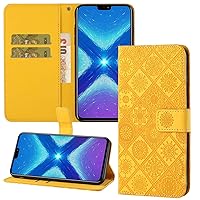 XYX Wallet Case for Samsung S10, Embossed Vintage Flower PU Leather Folio Flip Phone Case Cover for Galaxy S10, Yellow