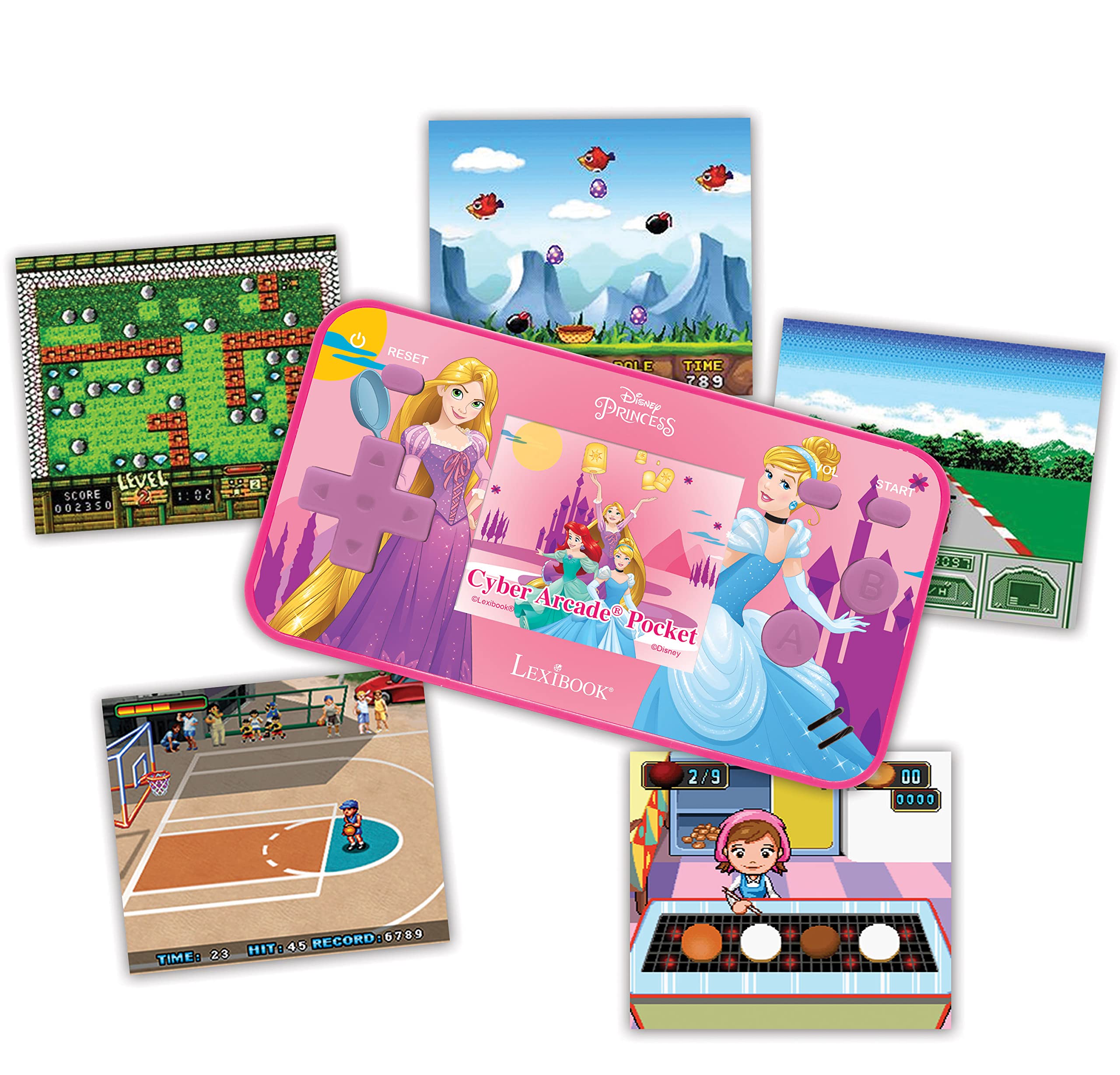 LEXiBOOK JL1895DP Disney Princess Handheld Console with 150 Games, Cyber Arcade Pocket, Pink