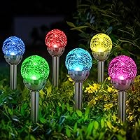 SOLPEX Solar Garden Lights Outdoor, 3 Pack Multi -Color Changing&White 2 Modes Solar Powered Glass Ball Garden Lights, Solar Outdoor Lights Waterproof Powered for Patio Decoration