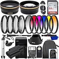Ultimaxx 55MM Accessory Kit for Nikon D7100, D7200 and D7500 & More - Includes: Ultra 64GB SDXC, 2X Replacement EN-EL15 Batteries, Water Resistant Backpack, Infrared Shutter Remote & Much More