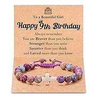 Happy Birthday Gifts for 7-13 Year Old Girls, Birthday Cross Beads Bracelet Gifts for Girls Age 7 to 13