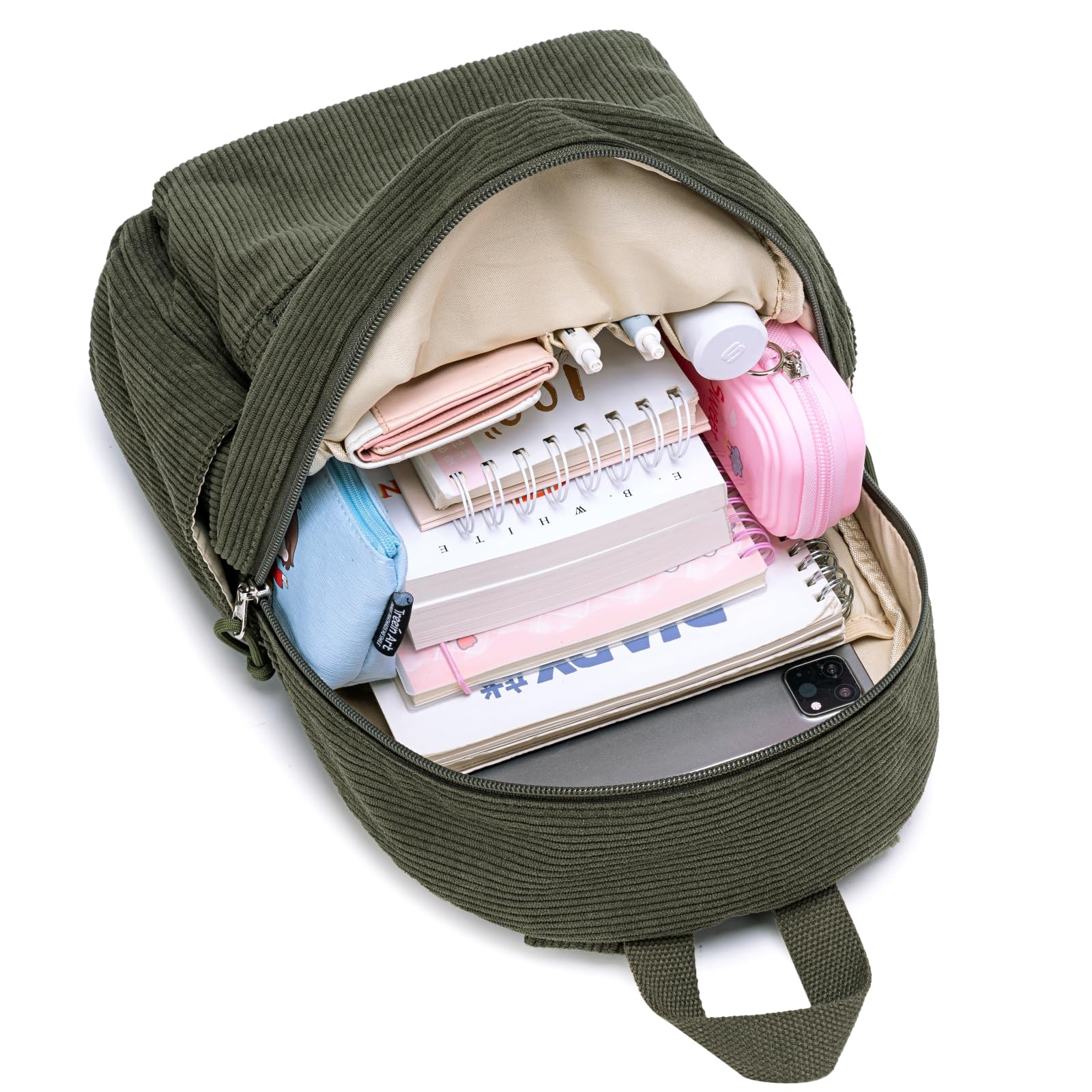 Bluboon Girls Mini Backpack Womens Small Backpack Purse Teens Cute Casual School Bookbag(Corduroy Army Green)