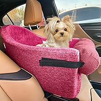 Dog Seat for Car Armrest Pet Car Booster Car Seat Dog Carseat Seat,Middle Console Puppy Car Seat for Small Dog 3-8 lbs (Hot +Wine red)