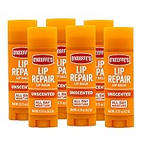 O'Keeffe's Unscented Lip Repair Lip Balm for Dry, Cracked Lips, Stick, (Pack of 6)