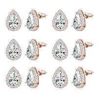 DHQH 4/6 Pairs Bridesmaids Earrings Classic Cubic Zirconia Teardrop Stud Earrings for Women Girls I Couldn’t Tie a Knot Without You Brides Bridesmaids Proposal Wedding Jewelry Gifts