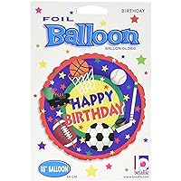 Betallic Sports Buff Birthday Foil Balloon Pack, 18