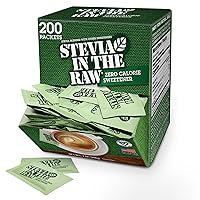 Stevia In The Raw, Plant Based Zero Calorie, No Erythritol, Sugar Substitute, Sugar-Free Sweetener for Coffee, Hot & Cold Drinks, Suitable For Diabetics, Vegan, Gluten-Free, 200 Count Packets (1 Pack)