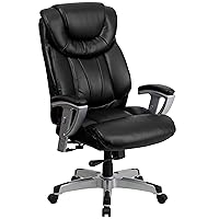 Flash Furniture HERCULES Series Big & Tall 400 lb. Rated Black LeatherSoft Executive Ergonomic Office Chair with Silver Adjustable Arms