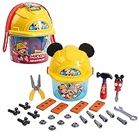 Disney Junior Mickey Mouse Handy Helper Tool Bucket Construction Role Play Set, 25-pieces, Officially Licensed Kids Toys for Ages 3 Up by Just Play