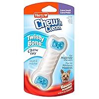 Hartz Chew ‘n Clean Twisty Bone Dog Chew Toy, Bacon Scented for Moderate Chewers, Extra Small