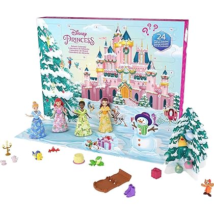 Disney Princess Advent Calendar, 24 Days of Surprises Include 4 Princess Small Dolls, 5 Friends & 16 Accessories (Amazon Exclusive)
