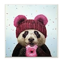 Stupell Industries Happy Panda Bear with Pink Sprinkle Donut, Designed by Lucia Heffernan Wall Plaque, 12 x 12, Blue