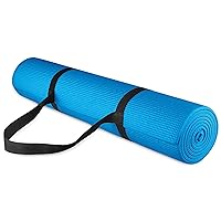 Signature Fitness All Purpose 1/4-Inch High Density Anti-Tear Exercise Yoga Mat with Carrying Strap with Optional Yoga Blocks, Multiple Colors