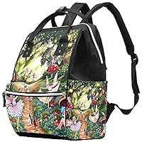 Fairies and Mushrooms Diaper Bag Backpack, Large Capacity Muti-Function Travel Backpack