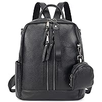 lola mae Genuine Leather Backpack, Real Leather Multi Zippers Side Pockets Fashion Multipurpose Daypacks
