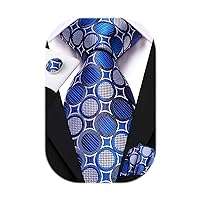 Hi-Tie Silk Ties for Men with Pocket Square and Cufflinks Set Formal Business