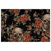 Skull Black Retro Set of 1 for Dining Table Washable Non Slip Placemat for Christmas Holiday Birthday Party Table