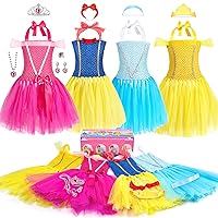 Princess Dresses for Girls Dress up Clothes Trunk, Pretend Play Costumes with 4 Girls Princess Sets for 3-6yr Girls