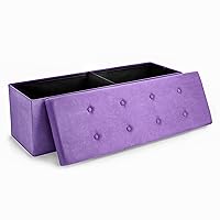Sorbus Storage Ottoman Bench – Collapsible/Folding Chest with Cover – Perfect Toy and Shoe, Hope Chest, Pouffe Seat, Foot Rest, – Contemporary Faux Suede (Purple)