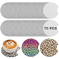 70 PCS Sublimation Blanks Coasters, 4 Inchs Bigger, Fast Coloring, Great Heat Insulation and Absorbent Sublimation Car Coasters Blanks Products for Thermal Sublimation DIY Crafts