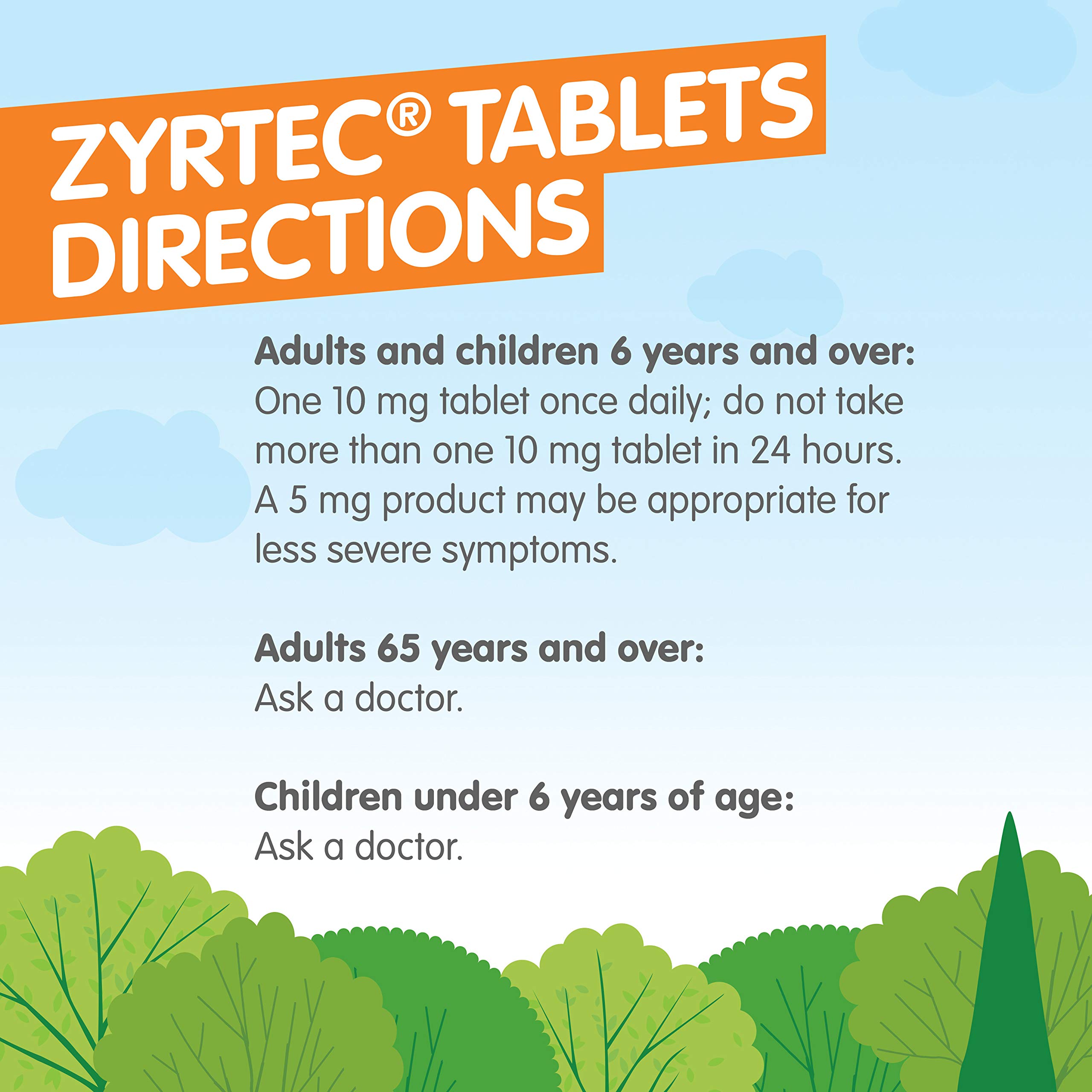 Zyrtec 24 Hour Allergy Relief Tablets, 10 mg Cetirizine HCl Antihistamine Allergy Medicine, 70 ct