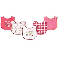 Luvable Friends Unisex Baby Cotton Terry Drooler Bibs with PEVA Back, Sugar, One Size