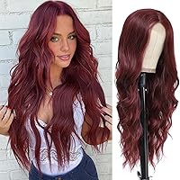 NAYOO Long Burgundy Wig for Women, 26 Inch Long Burgundy Wavy Wig for Women, Wine Red Wigs Easy to Put, Heat Resistant Synthetic Wig, Natural Looking Red Wavy Wig, Burgundy Hair Wig for Daily Use