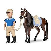 Lori Dolls – Brian & Barnaby – Mini Boy Doll & Toy Horse – 6-inch Doll & Dark Bay Thoroughbred Horse – Set with Clothes, Animal & Accessories – Playset for Kids – 3 Years +
