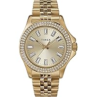 Timex Women's Analogue Quartz Watch with Stainless Steel Strap TW2V80000, Gold, bracelet