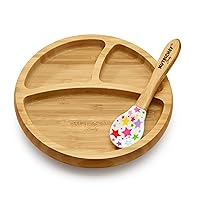 NutriChef Round Bamboo Baby Plate, Star Plate