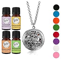 Wild Essentials Wild Horse Necklace Essential Oil Diffuser Kit with Lavender, Lemongrass, Peppermint, Orange Oils, 8 Refill Pads, Calming Aromatherapy Gift Set, Customizable Color Changing, Perfume