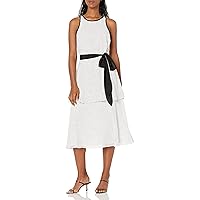 Adrianna Papell Women's Polka DOT Printed Tiered Dress, Ivory/Black, 10