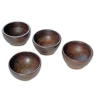 Small Wooden Condiment Dipping Bowls Set of 4 – Hand Carved Black Palm Wood Mini Charcuterie Cups for Dips, Spices, Nuts, Snacks, or Side Dishes (3 Inches)