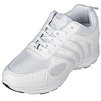 CALTO Men's Invisible Height Increasing Elevator Shoes - Leather/Mesh Lace-up Super Lightweight Trainer Sneakers - 3 Inches Taller