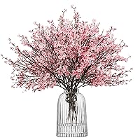 6 Pcs Artificial Flowers Baby Breath Faux Artificial Gypsophila Bouquet Fake Silk Flowers Real Touch for Hotel Home Office Kitchen Bathroom Wedding Wall DIY Room Farmhouse Décor (Pink)