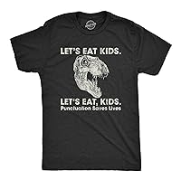Mens Lets Eat Kids Punctuation Saves Lives Tshirt Funny Dinosaur Grammar Police Graphic Tee