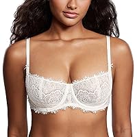 Women's Balconette Sexy Unlined Bra Lace Push Up Plus Size Bras See Through Underwire