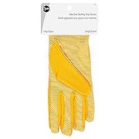Dritz Machine Grip, Yellow, Large, 1 Pair Quilting Gloves, 2 Count