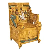 Design Toscano QL14557 Egyptian Décor Trinket Box - King Tut's Golden Throne Jewelry Box - Egyptian Statues,Full Color