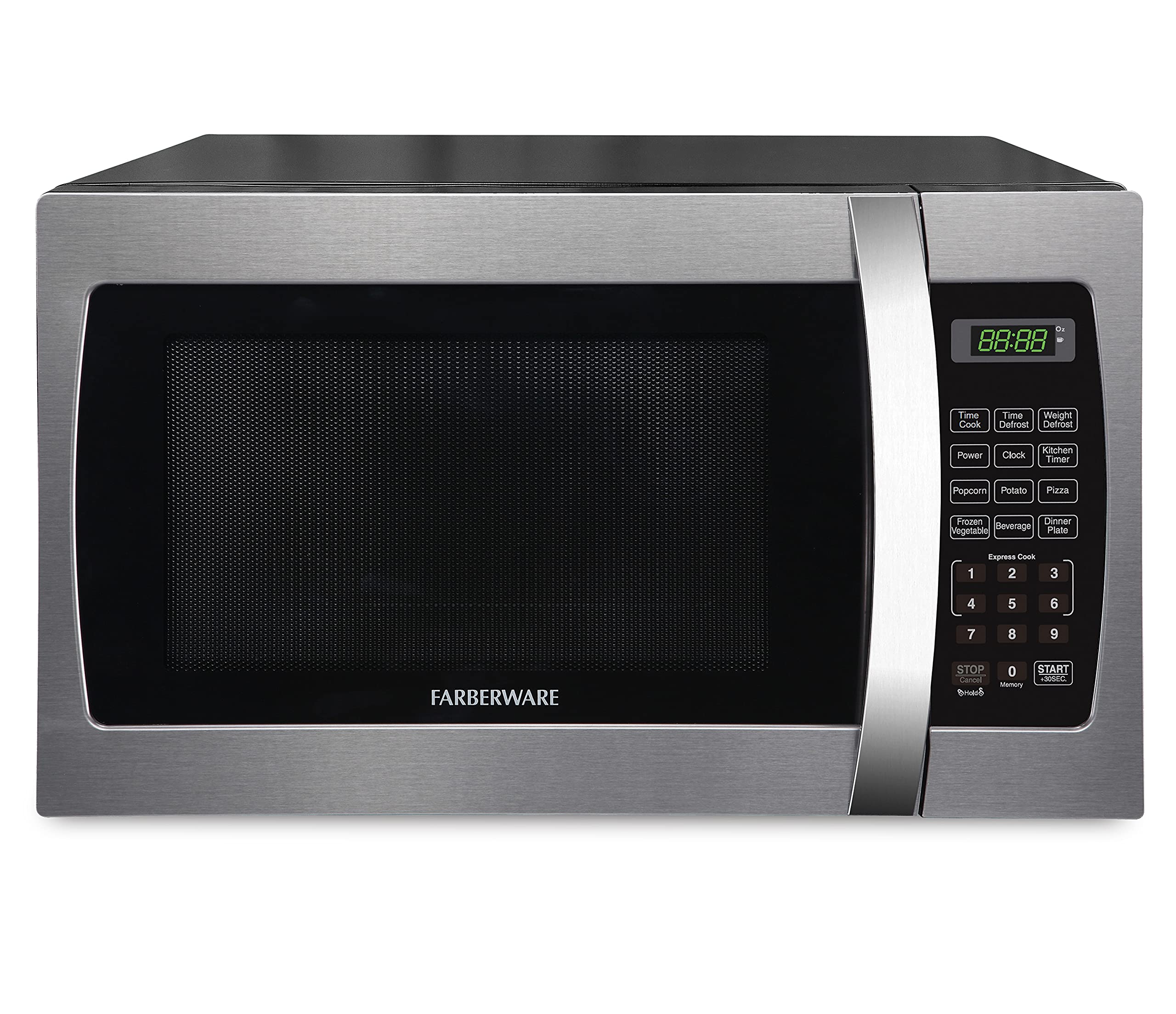 Farberware Countertop Microwave 1000 Watts, 1.3 cu ft - Microwave Oven With LED Lighting and Child Lock - Perfect for Apartments and Dorms - Easy Clean Stainless Steel