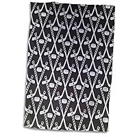3D Rose White Hockey Sticks On Black TWL_35276_1 Towel, 15