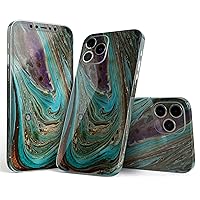 Full Body Skin Decal Wrap Kit Compatible with iPhone 14 Pro - Swirling Dark Acrylic Marble