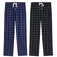 Vulcanodon Mens Cotton Pajama Pants-2pack, Lightweight Sleep Pants for Men