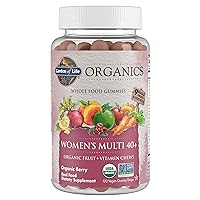 Garden of Life Organics Women 40+ Gummy Vitamins - Berry - Certified Organic, Non-GMO, Vegan, Kosher Complete Multi - Methyl B12, C & D3 - Gluten, Soy & Dairy Free, 120 Real Fruit Gummies