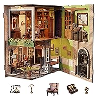 CUTEBEE DIY Book Nook Kit with Dust Cover, Bookshelf Insert DIY Miniature Kit Booknook Bookend Stand Bookcase Model Build Creativity Kit Decor Alley with LED Light (Rose Detective Agency)